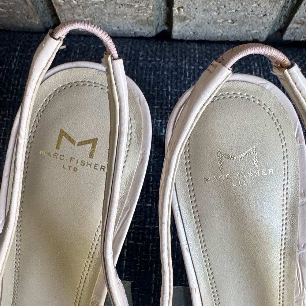 Marc Fisher Nude Croc-Embossed Slingback Heels - Picture 2 of 6